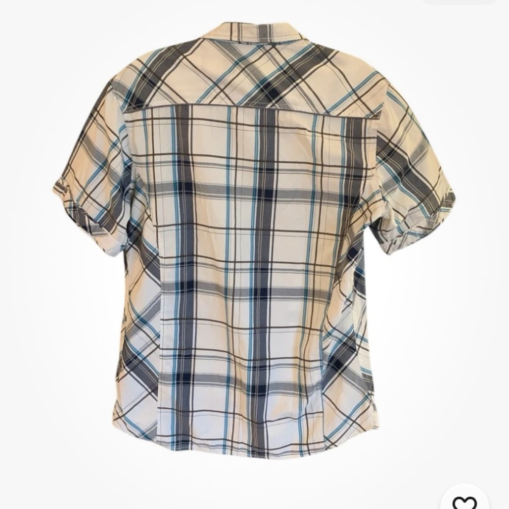 BKE Shirt Men’s Blue White L Athletic Fit Plaid Short Sleeve Pearl Snap Western - Picture 3 of 11